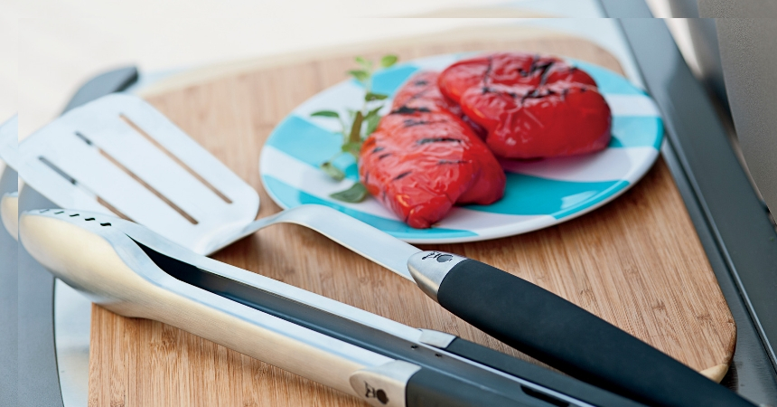 grillbestek, borstels, vet opvangbakjes, afdekhoezen, snijplanten en houtsnippers. 