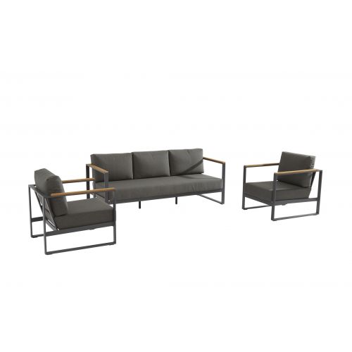 2 x Montigo living chair + 1 x 3 seater bench with teak arms - afbeelding 3