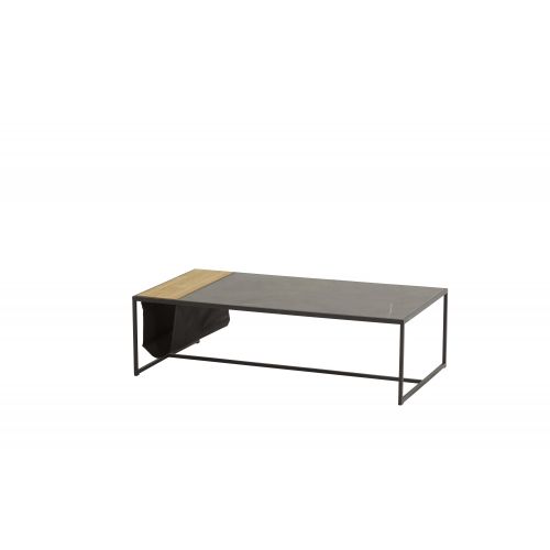 Atlas koffietafel met lectuurzak 122 x 62 x 35 cm. Keramiek antraciet marmer look - afbeelding 1