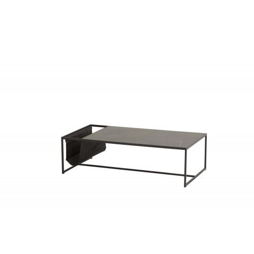 Atlas koffietafel met lectuurzak 122 x 62 x 35 cm. Keramiek antraciet marmer look - afbeelding 2