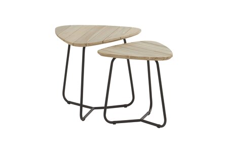 Axel set of triangle coffee tables teak ø45/H45 and   ø55/H50