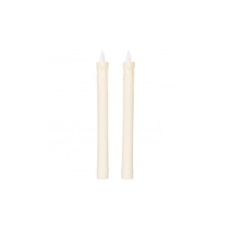 B.O. 2PCS RUSTIEK WIT WAX DINER KAARS 23CM BEW. VLAM