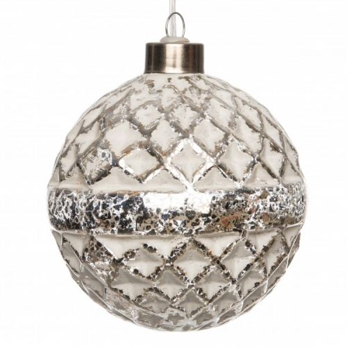 B.O. BAL GLAS 10CM WIT/ZILVER