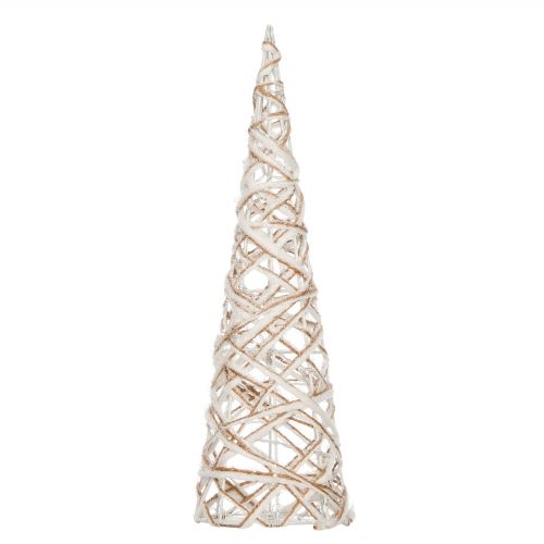 B.O. KEGEL 40CM JUTE/KATOEN/GLITTER 10 LED WARM WIT - afbeelding 2