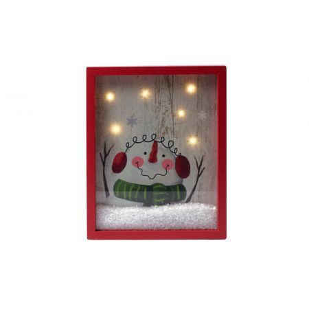 B.O.LED LIGHT UP BOX MET SNEEUW 20X25CM SNEEUWPOP