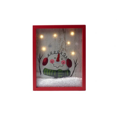 B.O.LED LIGHT UP BOX MET SNEEUW 20X25CM SNEEUWPOP