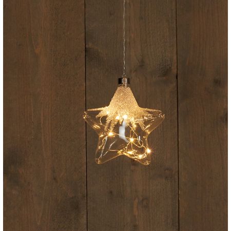 B.O. STER GLAS 15CM/10LED WARM WIT