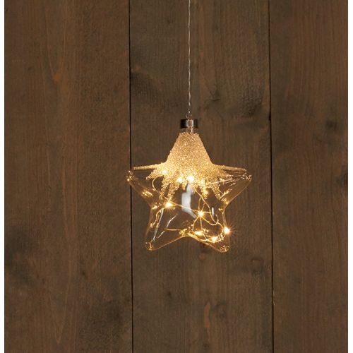 B.O. STER GLAS 15CM/10LED WARM WIT