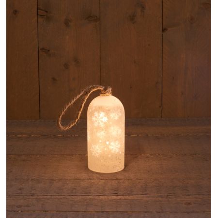 B.O. STOLP MET PROJECTIE SNEEUWVLOK 19X9CM LED WARM WIT