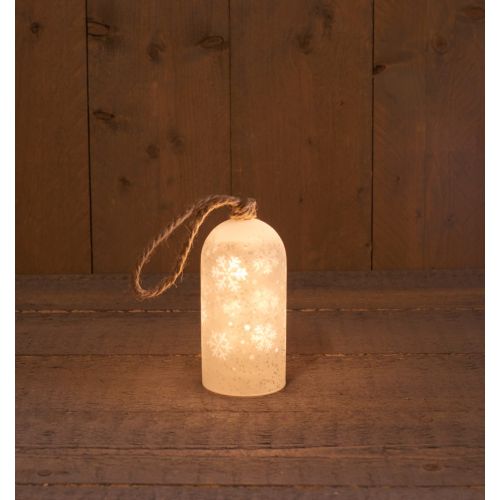 B.O. STOLP MET PROJECTIE SNEEUWVLOK 19X9CM LED WARM WIT