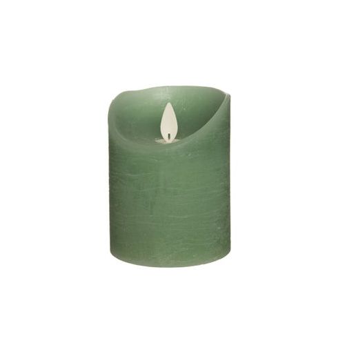 Kaars wax rustk+vlam h10cm jade bo
