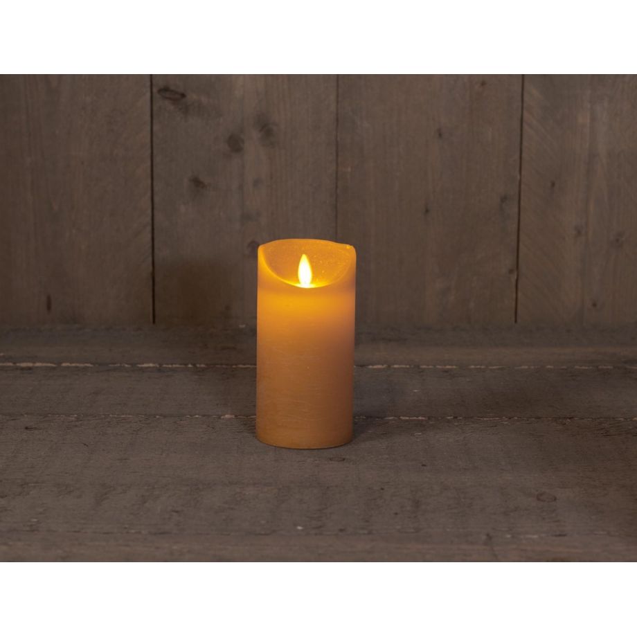 Kaars wax rustk+vlam 15cm geel bo - Tuincentrum