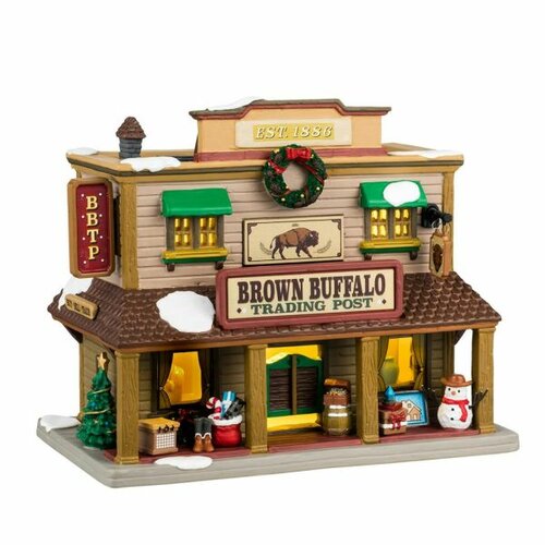 Lemax Brown Buffalo Trading Post Incl. Adapter 44338, 100 Ma (White)