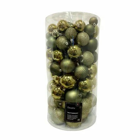 Decoris kunststof kerstballen Rosemary Green 100st