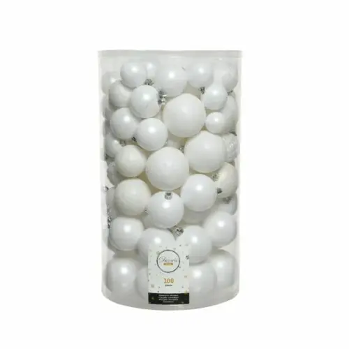 Decoris kunststof kerstballen Winter White 100st