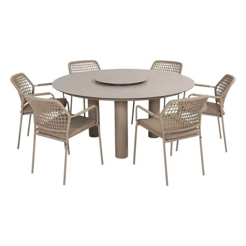 Donato dining table 160 cm (H75) ceramic print with 3 legs latte - afbeelding 2