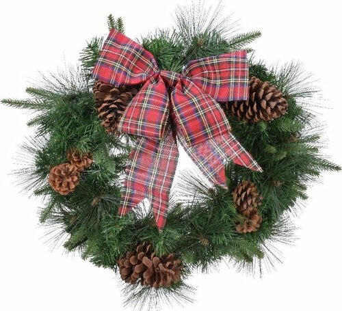 Everlands kerstkrans gemengde naalden groen - h50cm