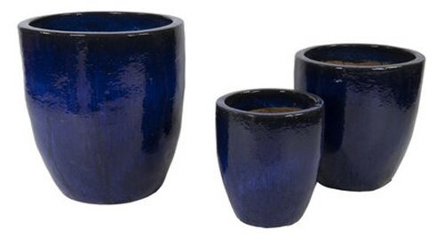 Glazed Egg Vase Falling Blue D45H54