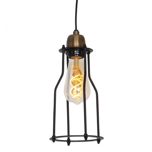 Hanglamp d12.5h25cm zwart/brns