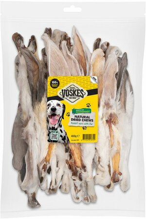 VOSKES Hondensnack konijnenoren m/vacht 400g