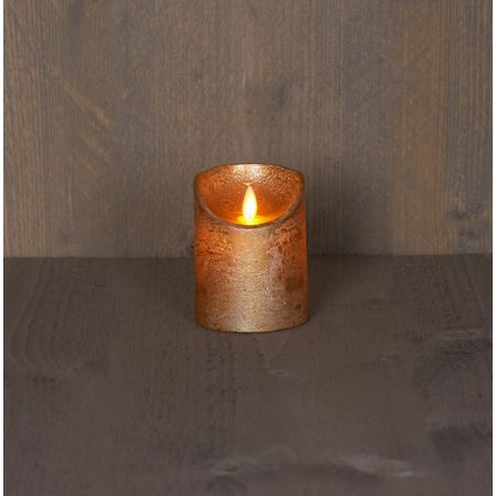 Kaars wax rustk+vlam h10cm goud bo