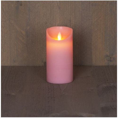 Kaars wax rustk+vlam h15cm roze bo