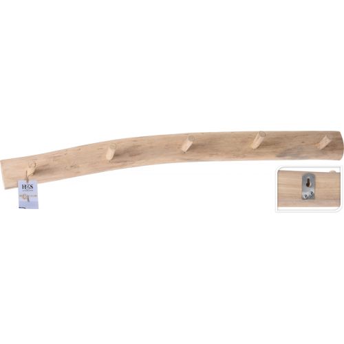 KAPSTOK TEAK MET 5 HAKEN 80CM
