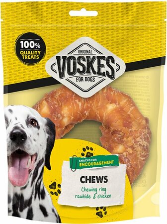 VOSKES Kauwring runderhuid met kip 12.5cm - afbeelding 1