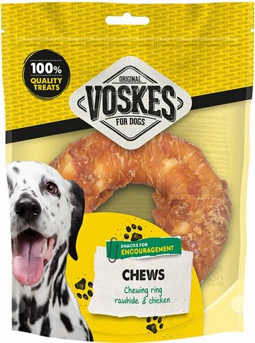 VOSKES Kauwring runderhuid met kip 12.5cm
