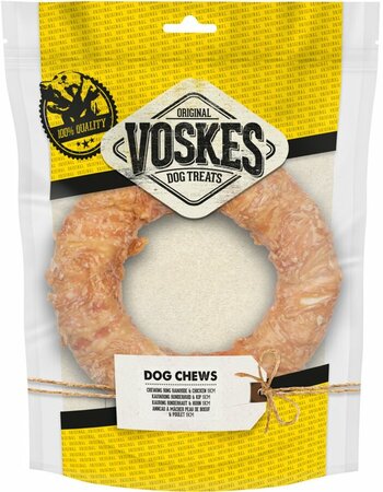 VOSKES Kauwring runderhuid met kip 19cm  1 - afbeelding 1