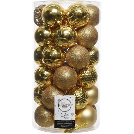 Kerstbal plc d6cm mix l.goud 37st