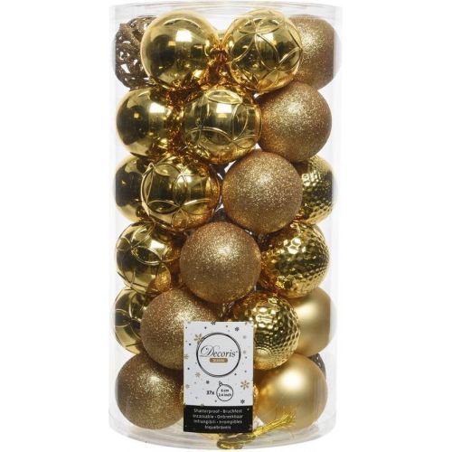 Kerstbal plc d6cm mix l.goud 37st
