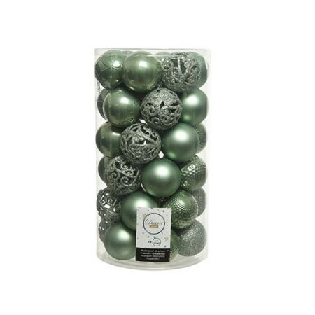 Kerstbal plc d6cm mix s.groen 37st