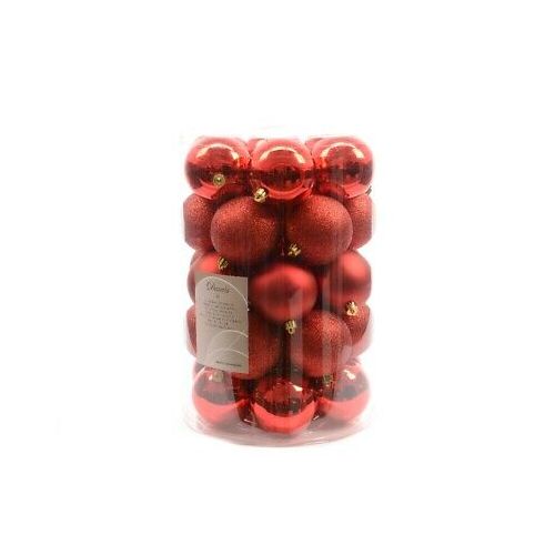 Kerstbal plc d8cm mix k.rood 34st