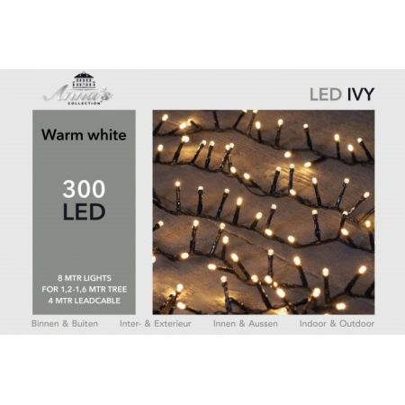 Led ivy 300l/l8m warmwit zwart