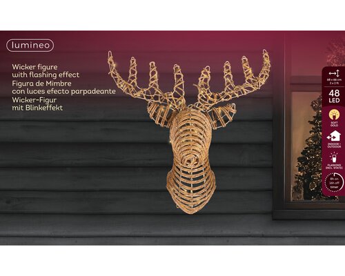 Led rendier l28b68h66cm-48l bruin/s.gold - afbeelding 1