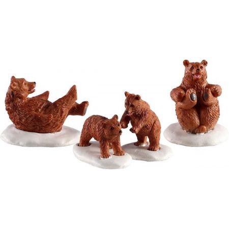 Lemax BEAR FAMILY SNOW DAY, SET OF 4