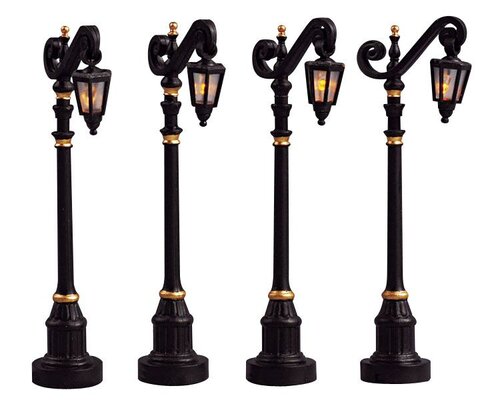 COLONIAL STREET LAMP, SET OF 4, B/O (4.5V)