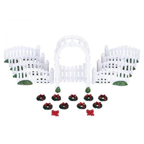 Lemax Plastic Arbor & Picket Fences W/Decorations, Set Of 20
