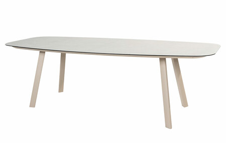 Manolo eettafel latte met geprint keramiek tafelblad 240 x 103 cm.