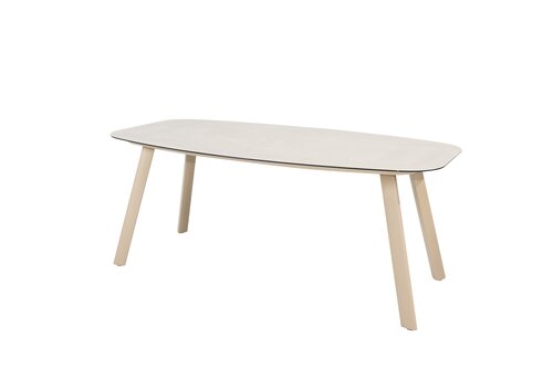 Manolo eettafel latte met printed keramiek top 180 x 95 cm