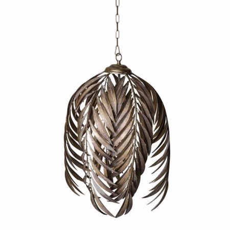 Mea Gold metal hanging lamp palm leaves long S