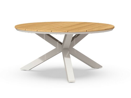 Omnigo Dining Table Teak 150 cm Ø Creme White