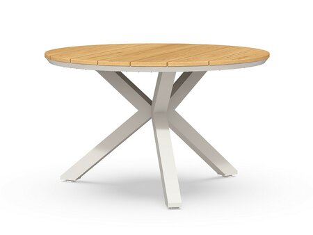 Orbital Dining Table Teak 120 cm Ø Creme White
