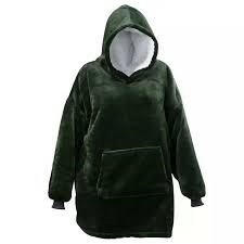 Oversized fleece hoodie diepgroen