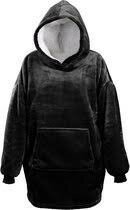 Oversized fleece hoodie zwart