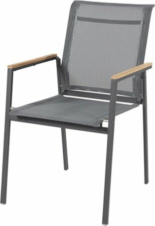 Passion stapelbare dining stoel antraciet met teak armleuning