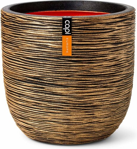 Pot bol rib nl d35xh34cm zwart goud