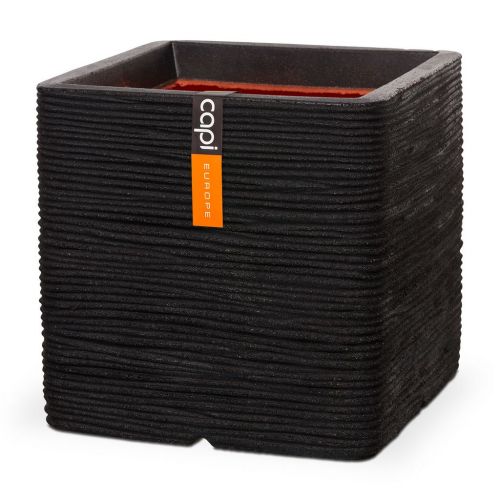 Capi Europe Pot vierkant Rib NL 30x30x30 zwart