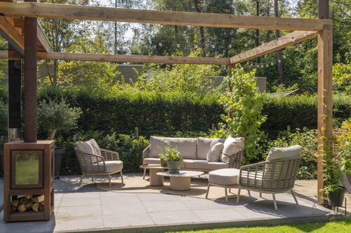 Puglia 3 seater SET : bench organic latte + 2x living chair - afbeelding 2